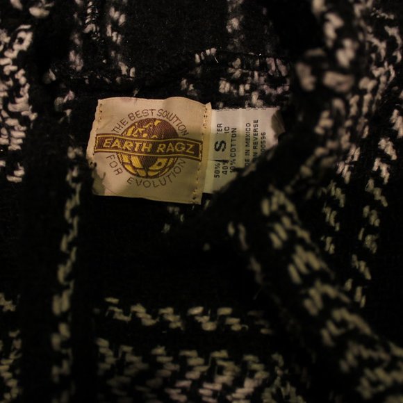 hippie baja knit poncho hoodie earthragz black and white - Picture 5 of 6